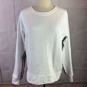 ATHLETA White Women’s Sweater With Black Stripes Size M